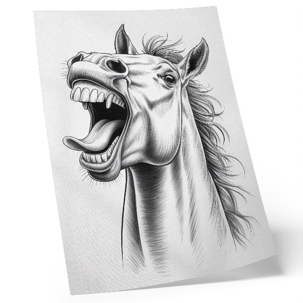 Dekorativní plakát Černobílá ilustrace koně plného energie