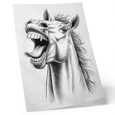 Dekorativní plakát Černobílá ilustrace koně plného energie