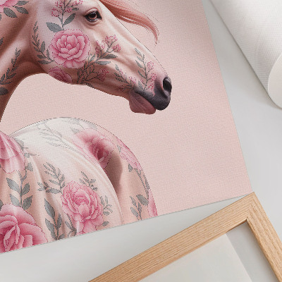 Nástěnný plakát Kůň s květinami romantická elegance modernita