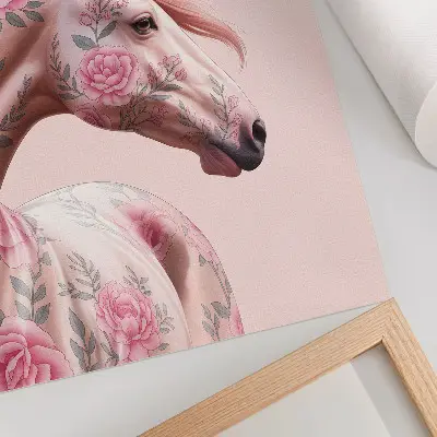 Nástěnný plakát kůň s květinami v romantickém a moderním stylu