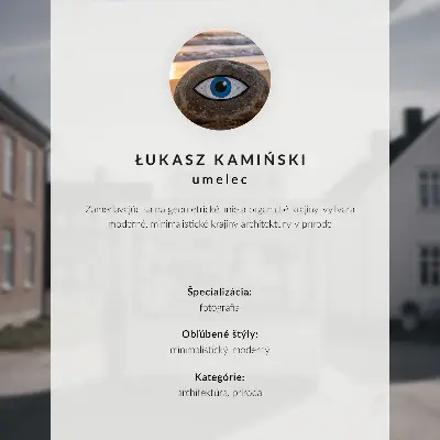 Plakát na zeď dřevěný stánek se světlými budovami v idylickém stylu