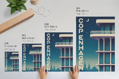 Plakát na zeď večerní město s moderní architekturou