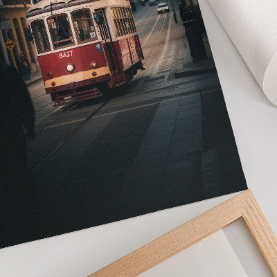 Dekorativní plakát Tramvaj uprostřed historické architektury města