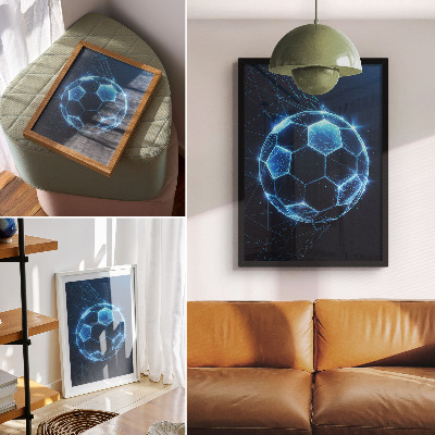 Plakát Digitální koule s geometrickými čarami a světly