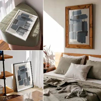 Dekorativní plakát s motivem modrých tahů štětcem v moderním stylu