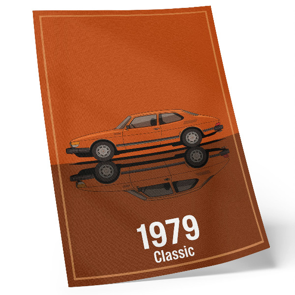 Dekorativní plakát Retro auto v oranžovém zrcadle ve vintage stylu