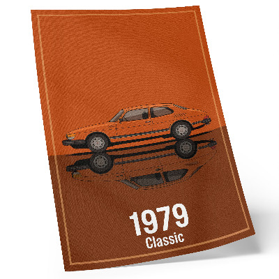 Dekorativní plakát Retro auto v oranžovém zrcadle ve vintage stylu