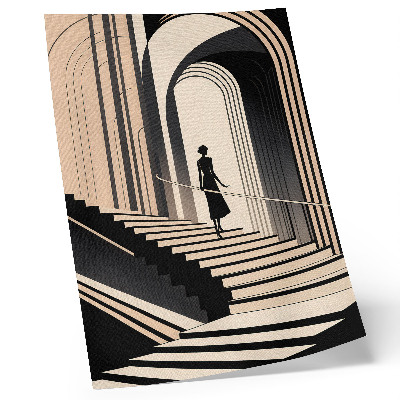 Plakát Postava na schodech pod monumentálními oblouky