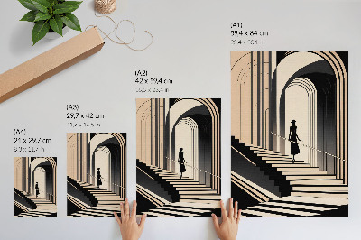 Plakát Postava na schodech pod monumentálními oblouky