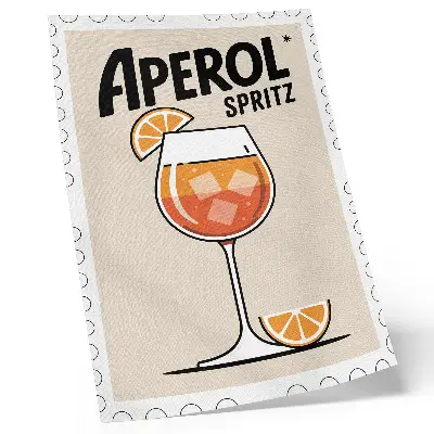 Plakát na zeď stylový s motivem nápoje Aperol a oranžovým pozadím