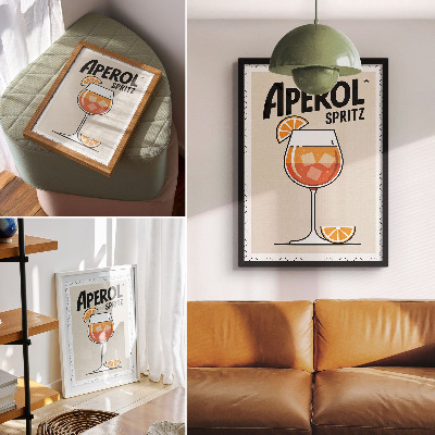 Plakát na zeď Stylový plakát s nápojem Aperol s oranžovým pozadím