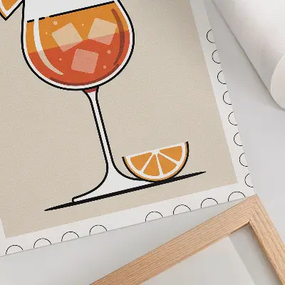 Plakát na zeď stylový s motivem nápoje Aperol a oranžovým pozadím