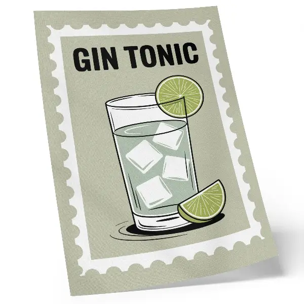 Plakátový obraz nápis Gin Tonic se zelenými a bílými prvky