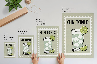 Plakátový obraz Nápis Gin Tonic zelené a bílé prvky