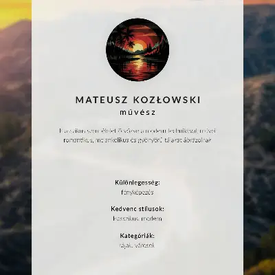 Dekorativní plakát s motivem kopců, nápisu, silnice a západu slunce