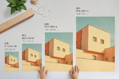 Plakátový obraz geometrická architektura s béžovou fasádou
