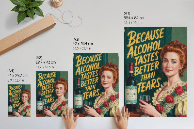 Plakát Retro elegance žena s vínem a nápisem