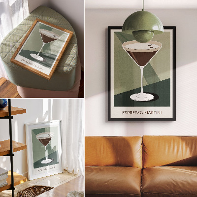 Nástěnný plakát Moderní martini v zelené, béžové a bílé barvě