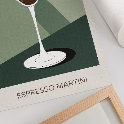 Nástěnný plakát Moderní martini v zelené, béžové a bílé barvě