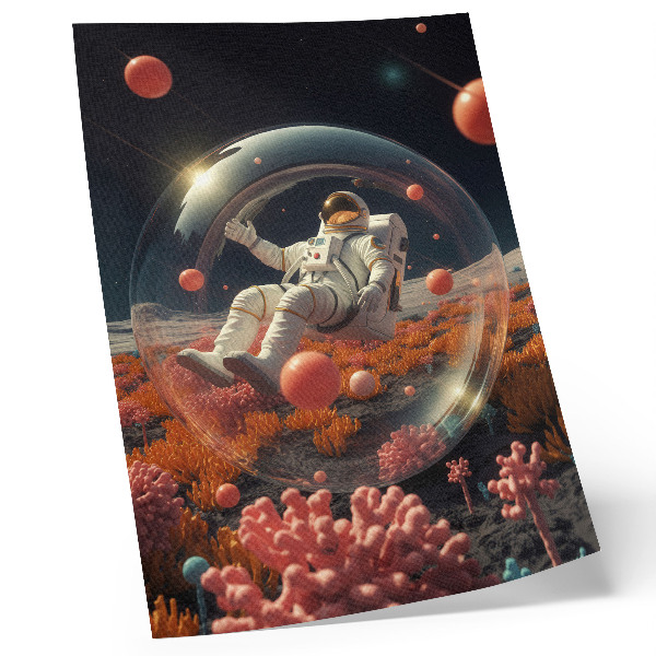 Plakát na zeď Astronaut prostor barevné rostliny kosmos
