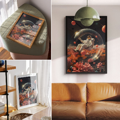 Plakát na zeď Astronaut prostor barevné rostliny kosmos
