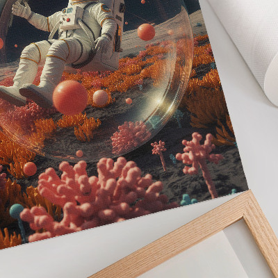 Plakát na zeď Astronaut prostor barevné rostliny kosmos
