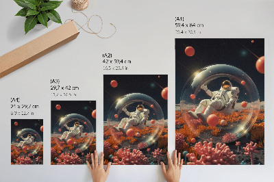 Plakát na zeď Astronaut prostor barevné rostliny kosmos