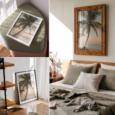Nástěnný plakát Palma moře pastel západ slunce exotické