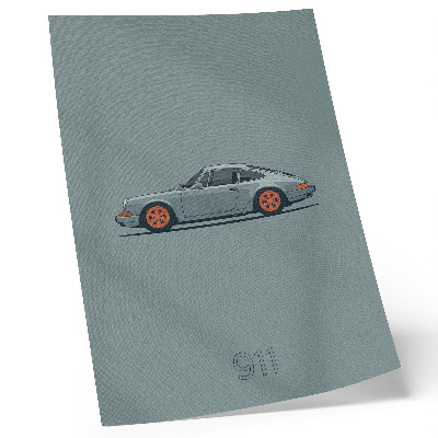 Plakátový obraz Klasické auto oranžové ráfky šedé pozadí