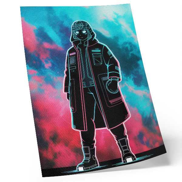 Plakát Futuristická postava proti obloze v výrazných barvách