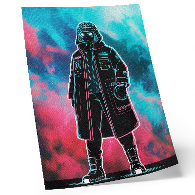 Plakát Futuristická postava proti obloze v výrazných barvách