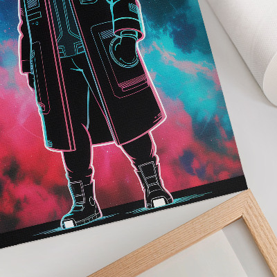 Plakát Futuristická postava proti obloze v výrazných barvách