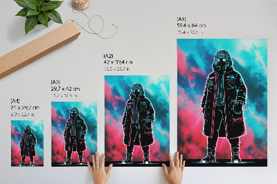 Plakát Futuristická postava proti obloze v výrazných barvách
