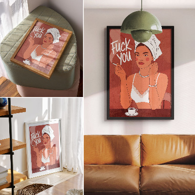 Plakát na zeď Červenobílý elegantní portrét ženy, humorný