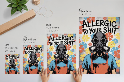 Dekorativní plakát Komiksová postava ve stylu masky s barevnými květinami