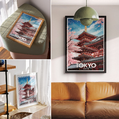 Plakát na zeď Pagoda Architektura Růžové Květiny Harmonie