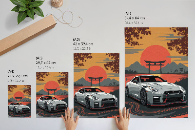 Dekorativní plakát Auto v harmonické japonské krajině