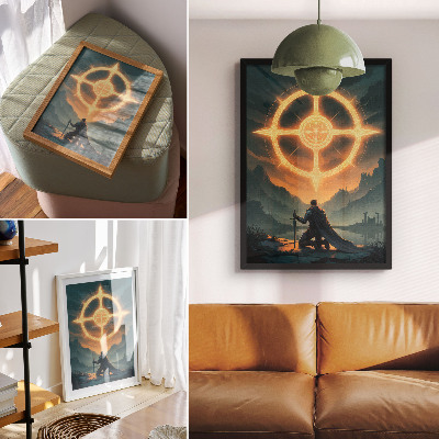 Plakát Okouzlující krajina magický symbol rytíře