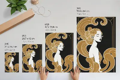 Dekorativní plakát elegantní žena s uměleckou linií v kontrastním provedení
