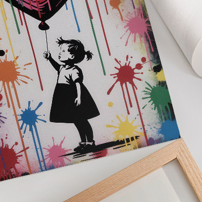 Dekorativní plakát Černobílá postava s barevným graffiti srdcem