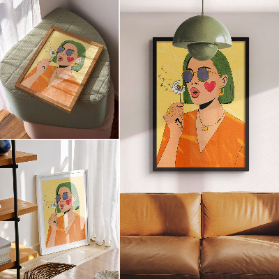 Nástěnný plakát Pop-artová ilustrace se zelenými vlasy
