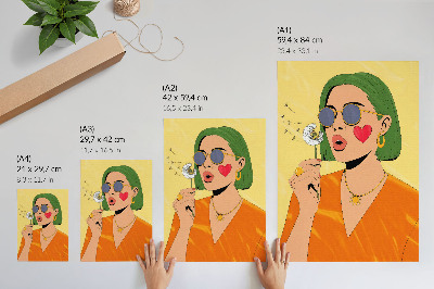 Nástěnný plakát Pop-artová ilustrace se zelenými vlasy