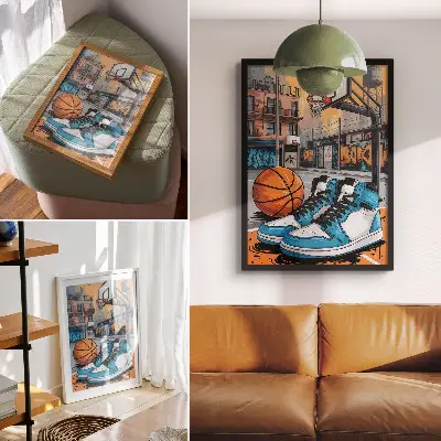 Dekorativní plakát grafické ztvárnění městského hřiště v moderním stylu