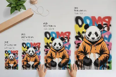 Plakát na zeď panda v graffiti mikině s motivem pouličního stylu