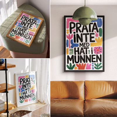 Nástěnný plakát Černá písmena barevné tahy moderní styl