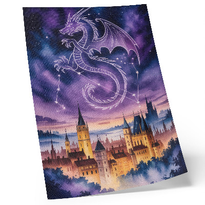 Nástěnný plakát Fantasy svět drak hrad obloha hvězdy prostor