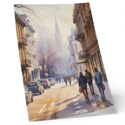 Nástěnný plakát Městská ulice zimní stromy klidná atmosféra
