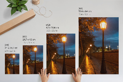 Plakátový obraz Noční uliční lampy teplá záře klidná atmosféra
