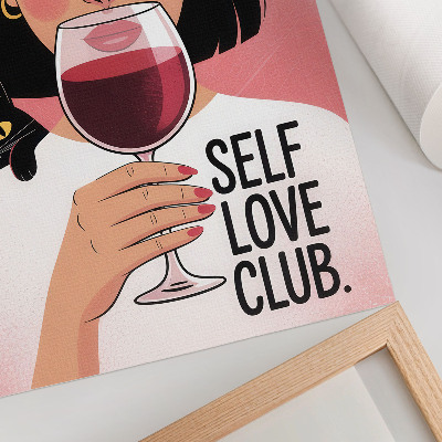 Dekorativní plakát Žena s vínem a kočkou ve stylu ilustrace