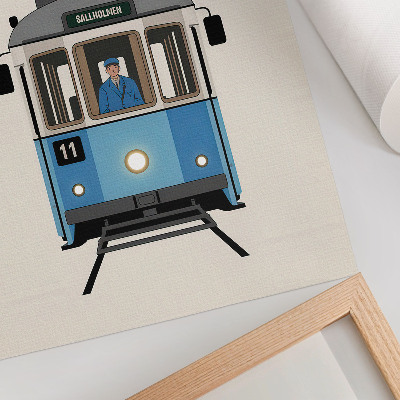 Plakát Retro tramvaj v minimalistickém stylu
